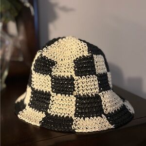 Steve Madden Kids Black and Cream Checkered Hat